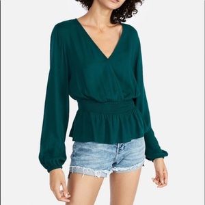 Express 🖤 Surplice Blouse with Smocked Waist
